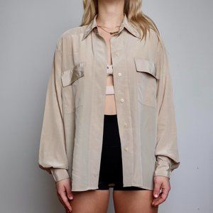 Satin Button-Up Blouse